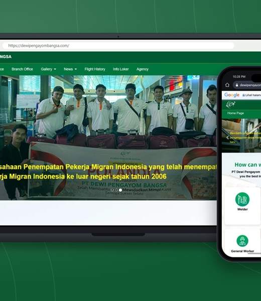 Tampilan website Website Company Profile PT Dewi Pengayom Bangsa