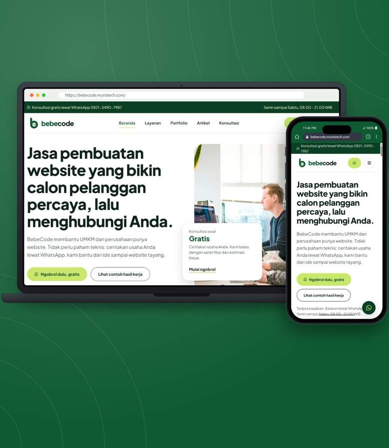 Tampilan website BebeCode - Website Jasa Pembuatan Website untuk UMKM dan Perusahaan