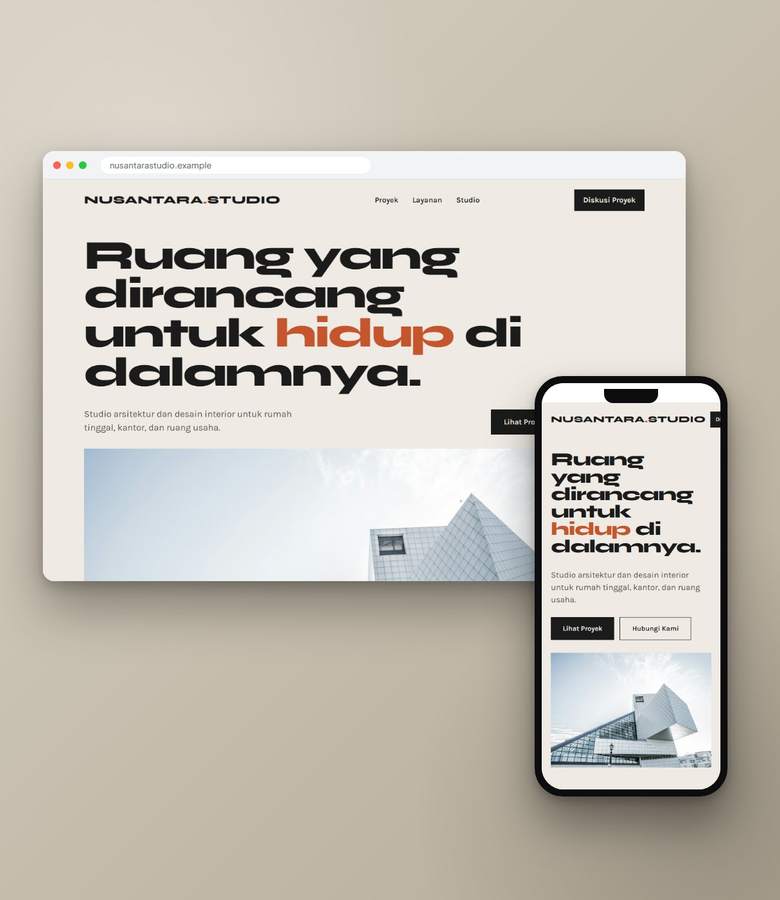 Tampilan website Studio Arsitek Nusantara