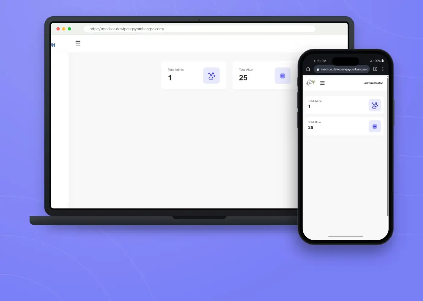 Tampilan website Sistem Manajemen Data Akun