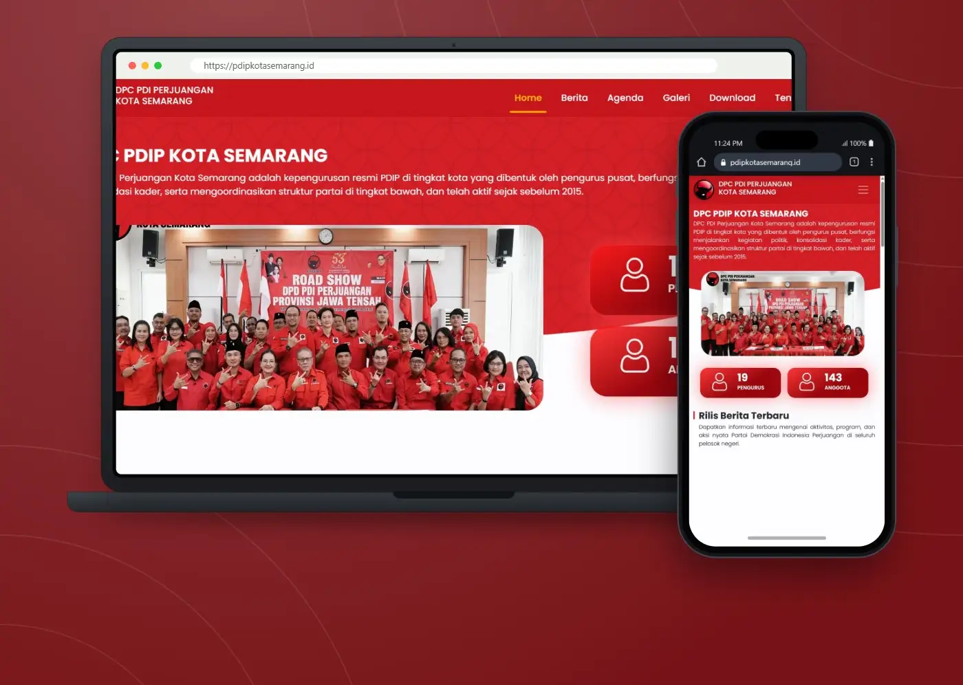 Tampilan website Website Profil dan Informasi DPC Kota Semarang