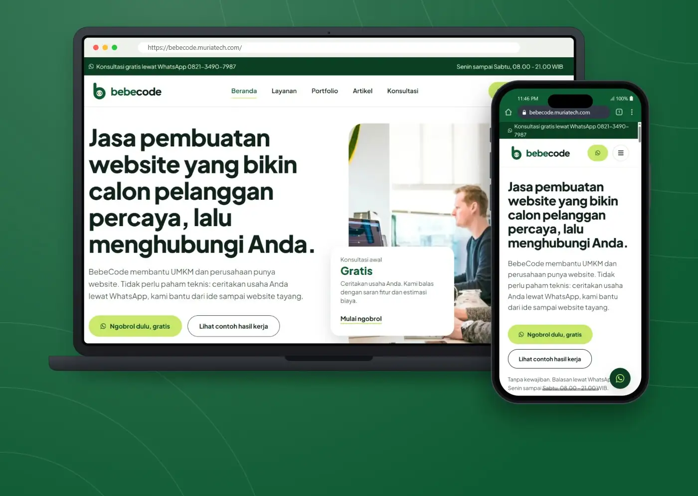 Tampilan website BebeCode - Website Jasa Pembuatan Website untuk UMKM dan Perusahaan