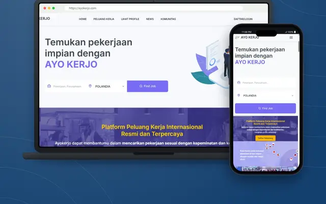 Tampilan proyek Ayokerjo - Platform Peluang Kerja Internasional