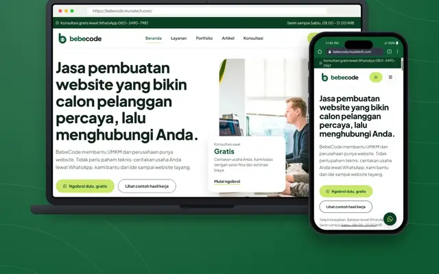 Tampilan proyek BebeCode - Website Jasa Pembuatan Website untuk UMKM dan Perusahaan