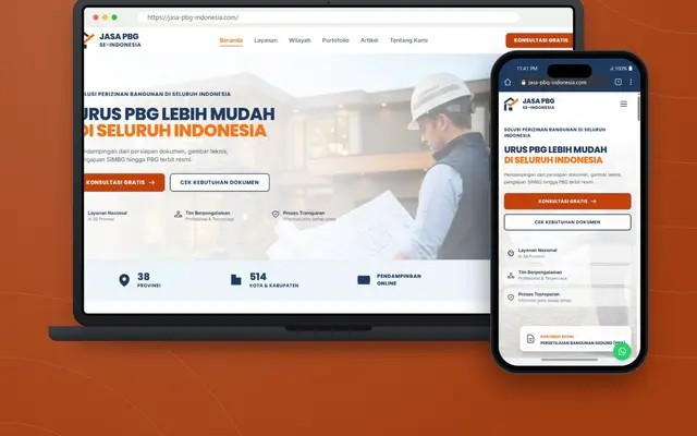 Tampilan proyek Jasa PBG Se-Indonesia - Website Layanan Pengurusan PBG dan SLF