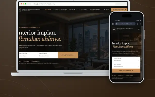 Tampilan proyek PJSI - Portal Direktori Jasa Interior se-Indonesia